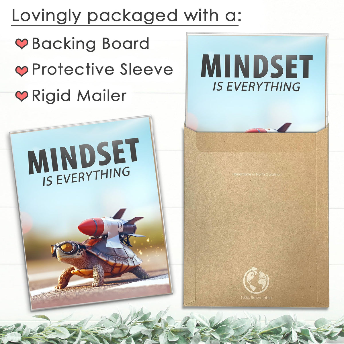 Mindset Is Everything Art Print - 11x14 | Motivational Wall Art for Office Decor | Inspirational Wall Pictures for Girls Room | Aesthetic Room Decor for Bedroom | Living Room Wall Art