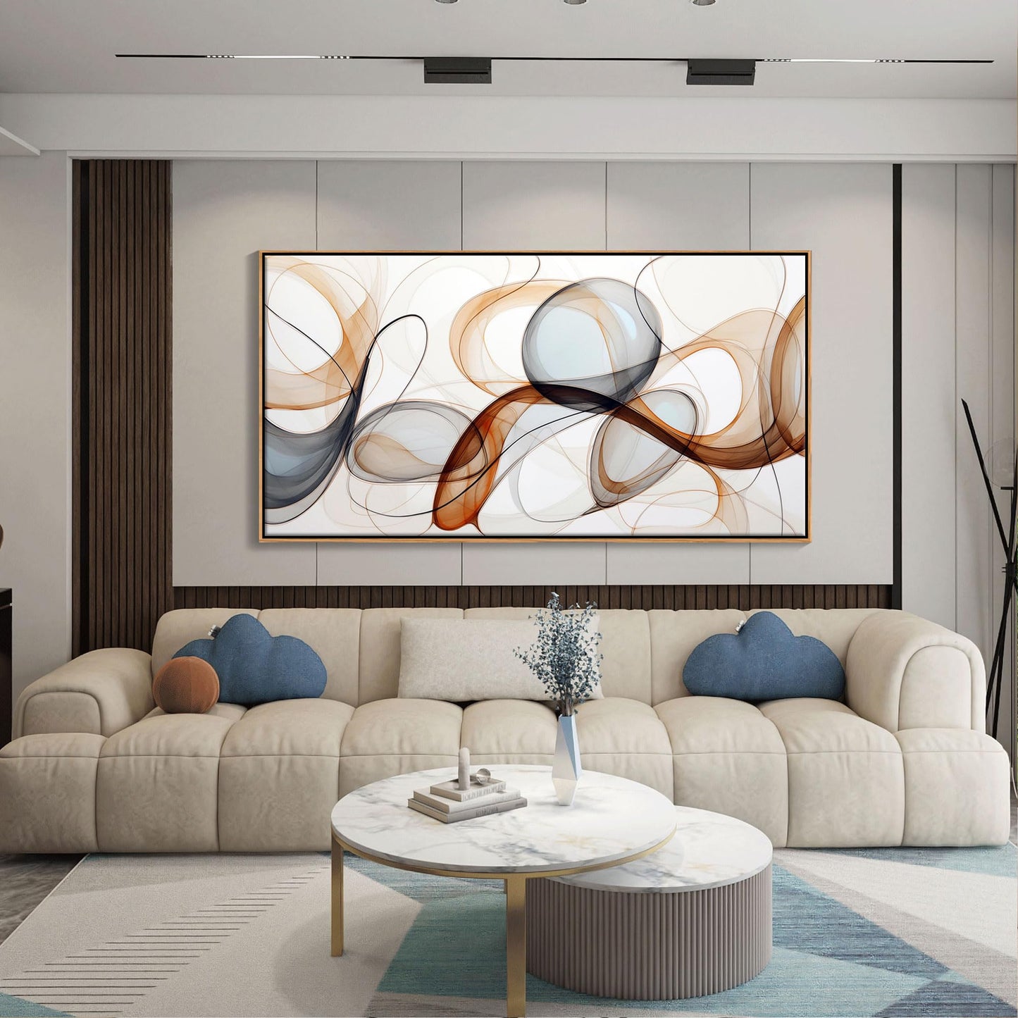 XLSJERST Modern Abstract Wall Art - Deep Spiritualism Art White And Brown Canvas Pictures Artwork Living Room Office Bedroom Wall Decor