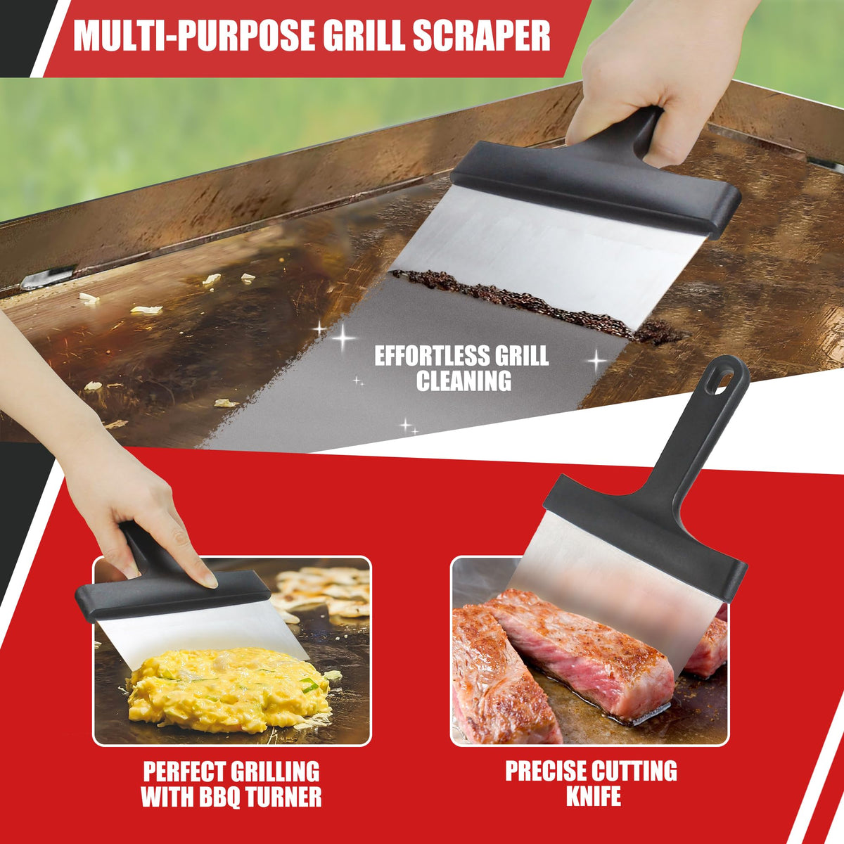 Griddle Cleaning Kit for Blackstone, 18 Pieces Flat Top Grill Cleaning Kit with Durable Scraper, Grill Brush, Cleaning Brick and Scouring Pads, Griddle Accessories Set for Easy Restoration