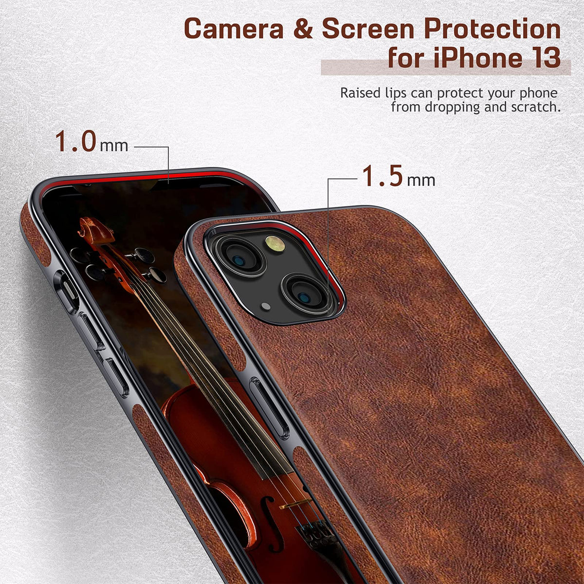 LOHASIC for iPhone 13 Case 6.1 inch, Premium Leather Slim Luxury PU Soft Non-Slip Grip Flexible Bumper Shockproof Full Body Protective Cover Phone Cases for iPhone 13 5G (2021) - Vintage Brown