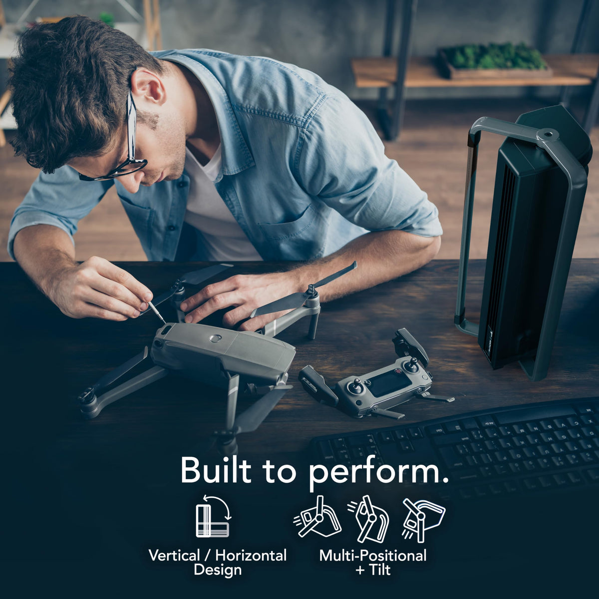 Vornado BXR Horizontal and Tower Fan, Multi-Position and Multidirectional High Velocity Fan, Pivoting Carry Handles, 20 Inch, Directs Cool Air Upward, Powerful Cooling, 3 Speed Settings, Black