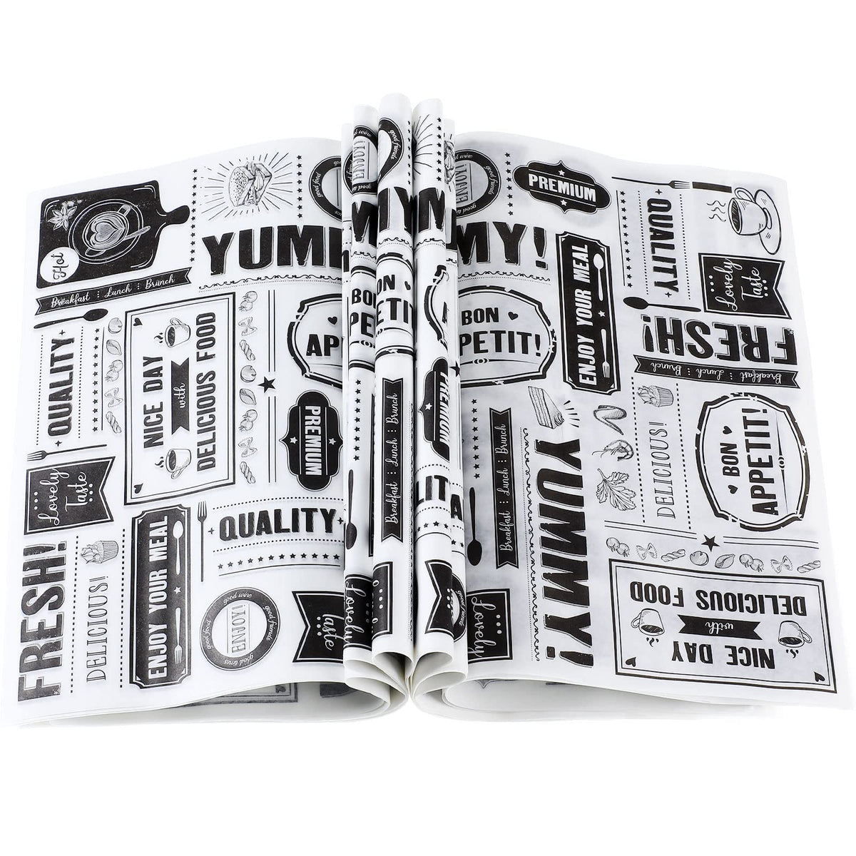 Chinco 150 Pieces Newsprint Wax Paper Sheets Newspaper Theme Food Wrap Paper Grease Resistant Tray Liners Waterproof Wrapping Tissue Food Picnic for Kitchen Baking Parchment