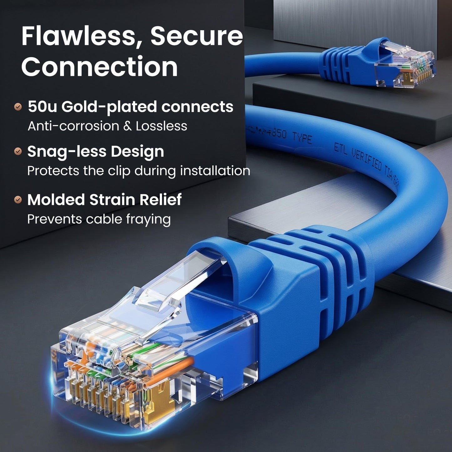 GEARit Cat 6 Ethernet Cable Pack - 20-Pack 10 ft Cat6 Ethernet Patch Cables | RJ45 Network Patch Cable, 10 Gbps Snagless Gold-Plated Connectors - Ethernet Cable Cat 6 for PC, TV, Router - Blue