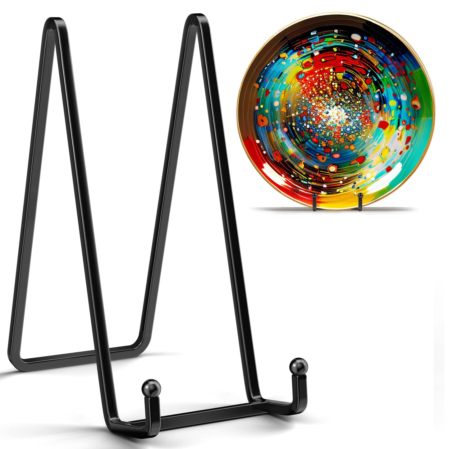 IPAME 3 Pack 8 Inch Large Plate Stands for Display - Metal Square Wire Plate Holder Display Stand + Picture Stand for Book, Platter, Plaque, Photo Easel