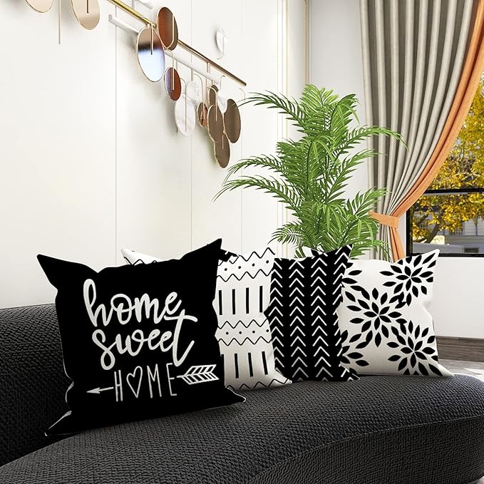 YCOLL Pillow Covers 22x22 Set of 4, Modern Sofa Throw Pillow Cover, Decorative