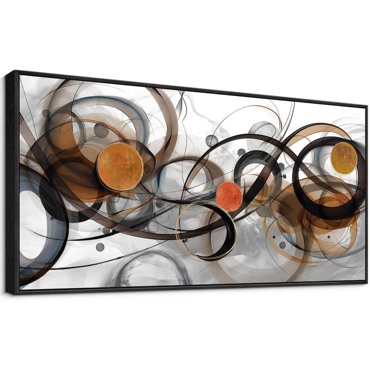 XLSJERST Abstract Wall Art - Framed Black White Canvas Home Art Decor for Living Room Office Canvas Pintings Modern Minimalist Frame Wall Art 24x48 Inches