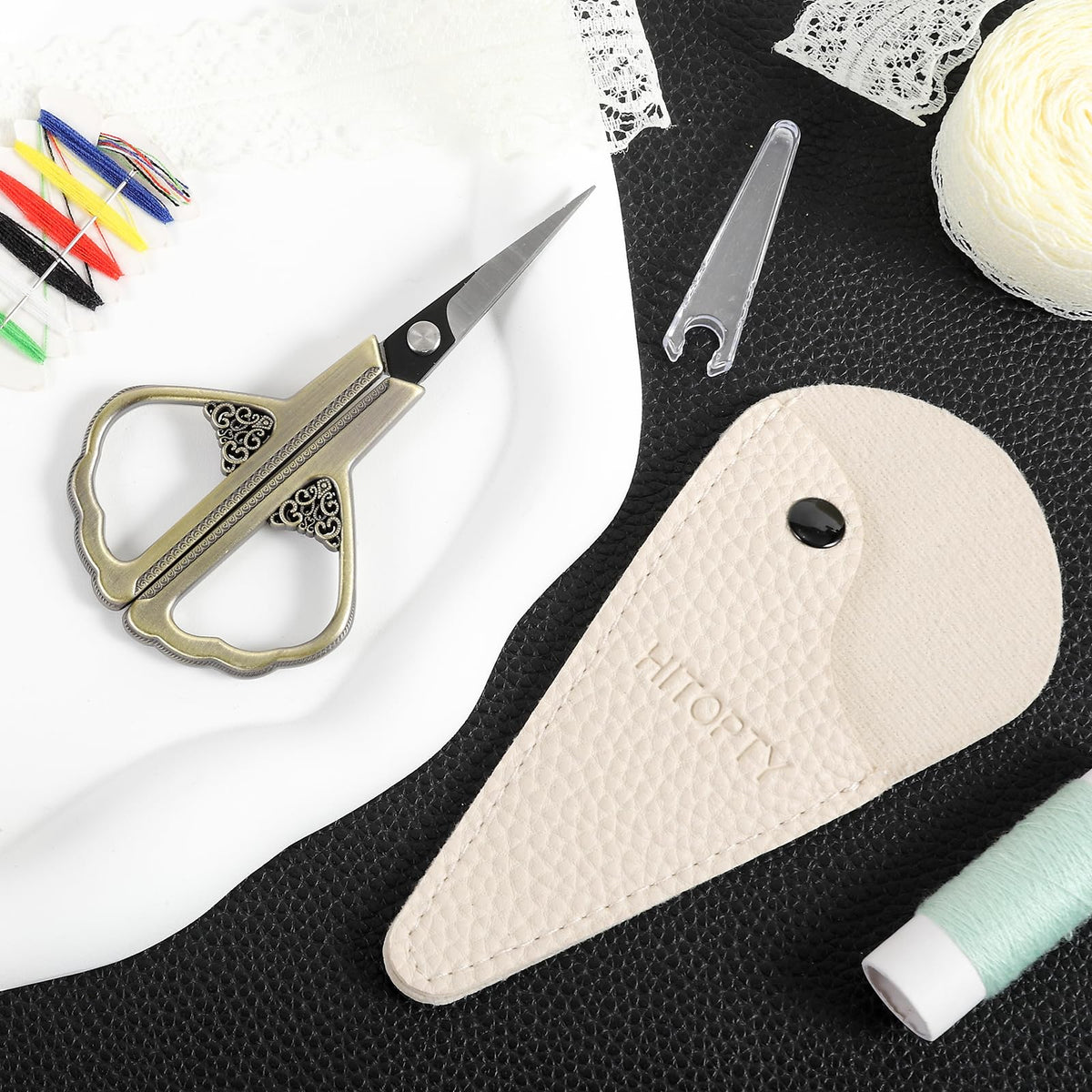 HITOPTY Precision Detail Scissors, Little Sharp Scissor with Cover, Mini Sewing Shears for Craft Needlework Art Work Thread Paper Cutting