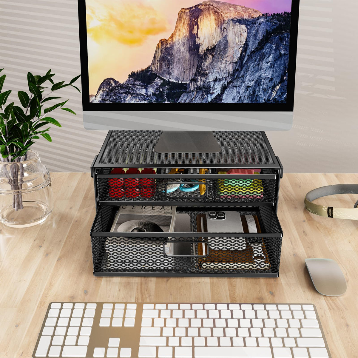 Cankm Under Desk Drawer Organizer No Drilling 2 Slide Out Drawer Under Desk Storage Drawer Clamp On Under Desk Management Drawer Organizer Suitable for Home and Office