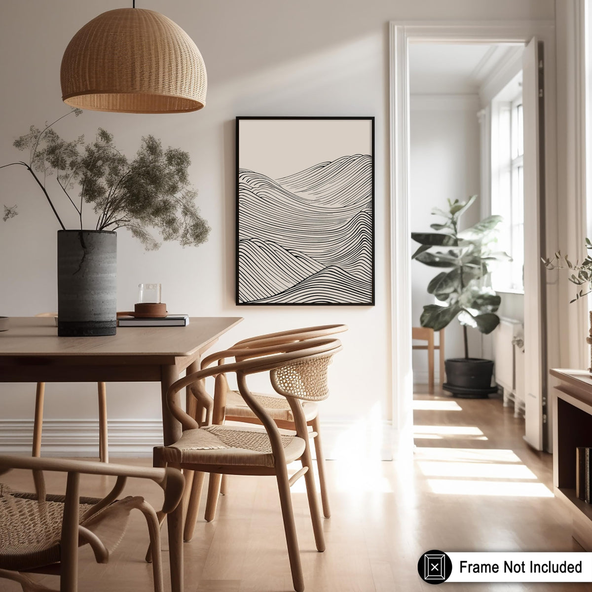 Poster Master Mountain Shapes Poster - Fine Lines Print - Abstract Drawing & Mid Century Modern Art - Minimal Line & Illustration Art - Living Room Decor - 8x10 UNFRAMED Wall Art