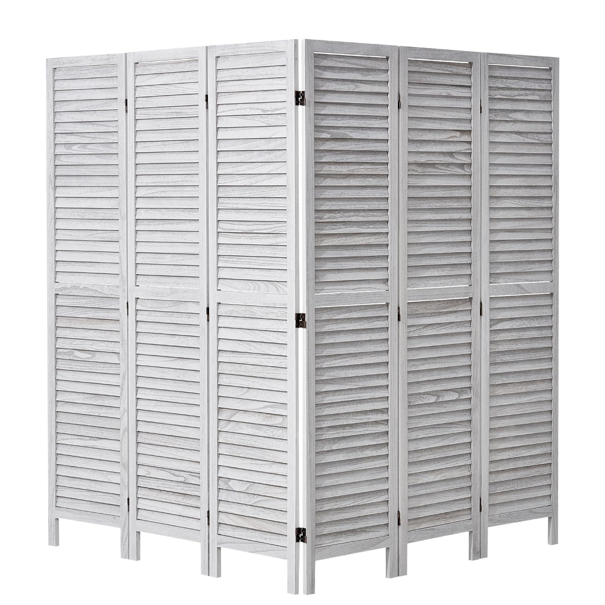 VEVOR Wood Room Divider, 6 Panel Wood Folding Privacy Screen, 66.9 Inches Tall Indoor Louvered Wooden Partition, Portable Decoration Screen, for Room Separation, Home, Office, Restaurant & Bedroom