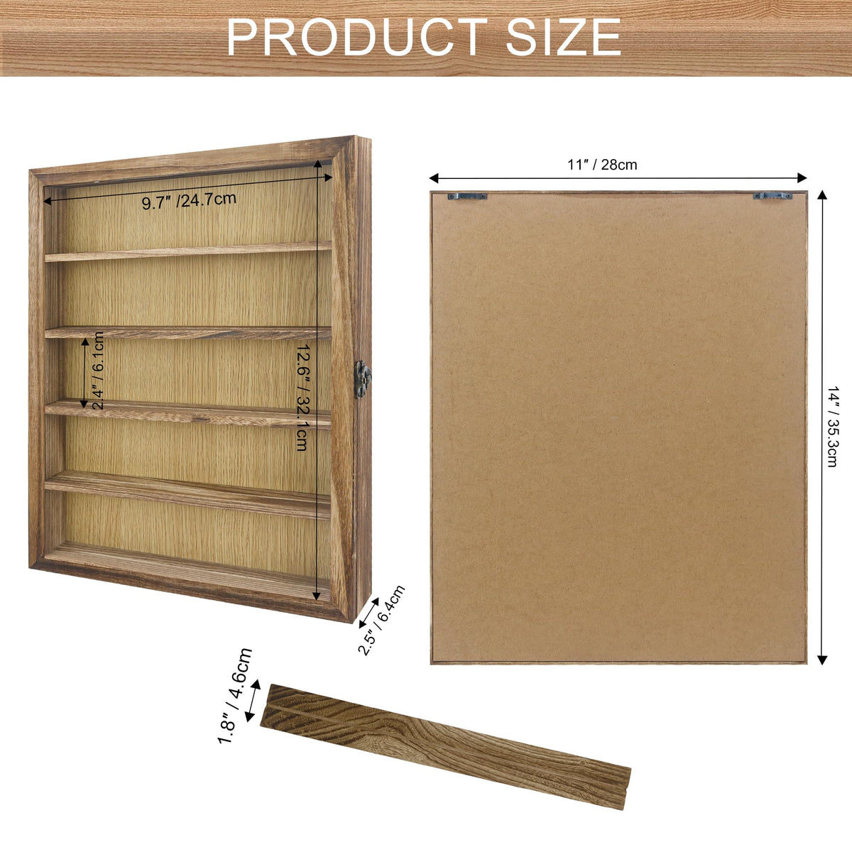 FramePro Shadow Box Frame Display Case 11x14 with Removable Shelves, Deep Memory Box Trinket Knick Knack Shelf Cabinet for Collector, Keepsake Coins Military Medals Wedding Flowers Real Wood