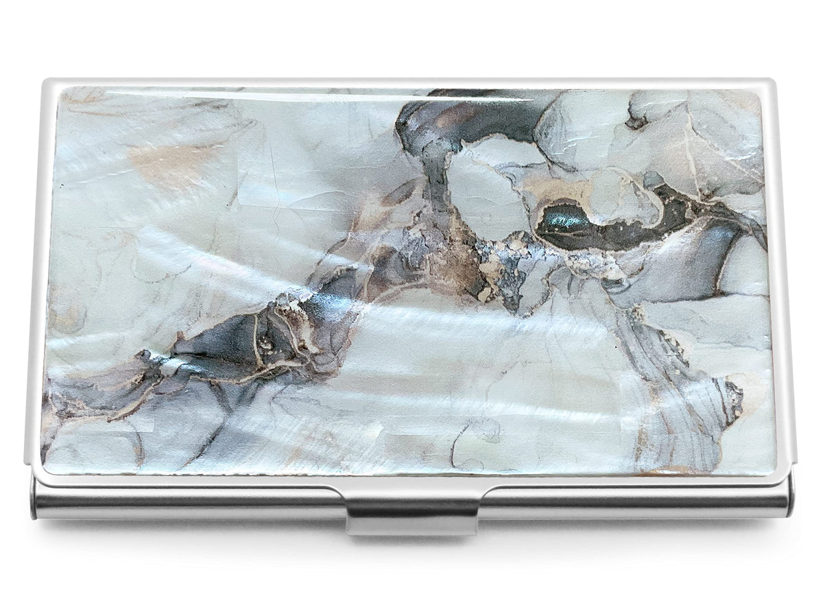 MADDesign Mother of Pearl Business Card Case Carrier Holder Wallet (Marble Gold)