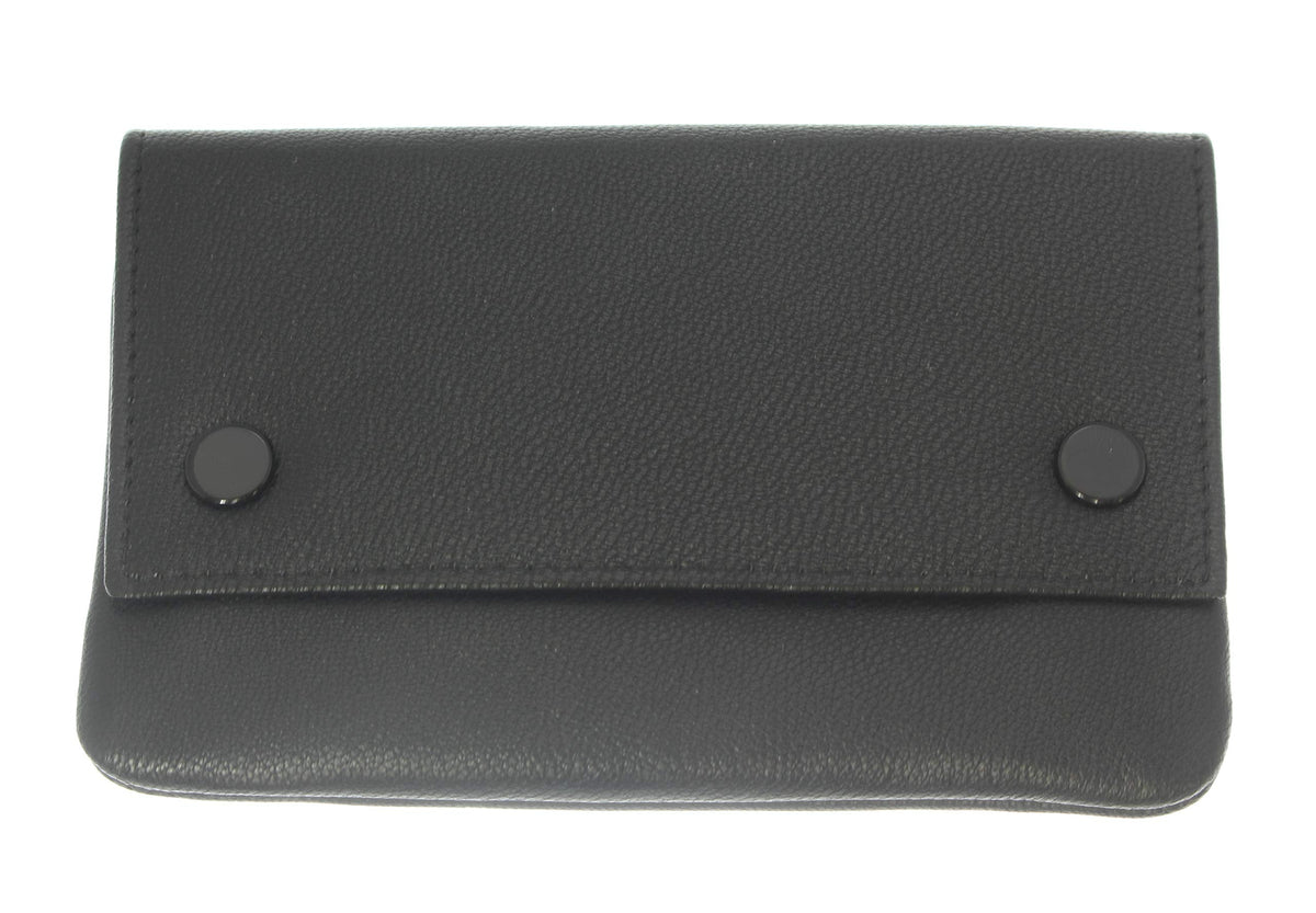 Premium Soft Black Leather Cigarette Rolling Tobacco Pouch Case Organiser