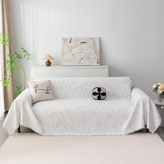 MYSKY HOME Loveseat Cover White Couch Cover Sectional Couch Covers