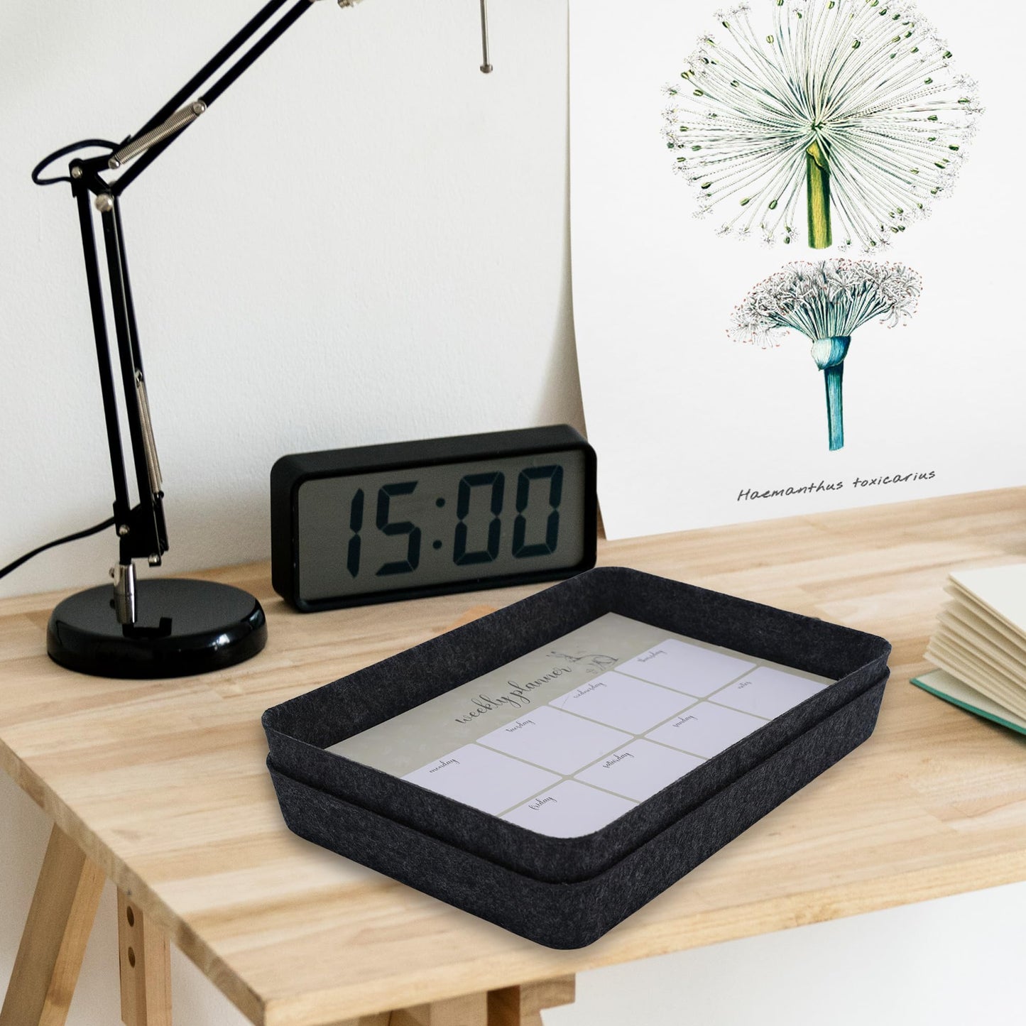 Welaxy 2-piece Office desk drawer organizer tray letter-size documents paper book file Folder Holder storage bins (Charcoal)