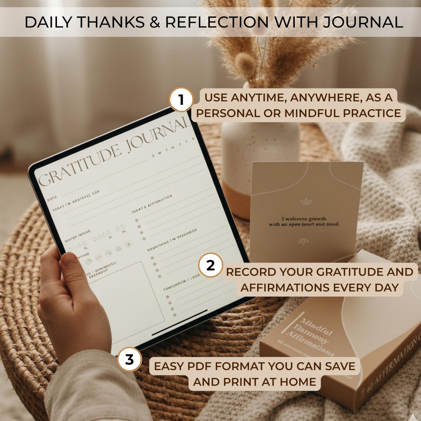 Mindful 60 Positive Affirmation Cards for Women with 10 Inspirational Tokens, 2 Rings & Display Stand, Daily Affirmations for Inspiration & Self Care, Unique Gift Cards for Women and Men