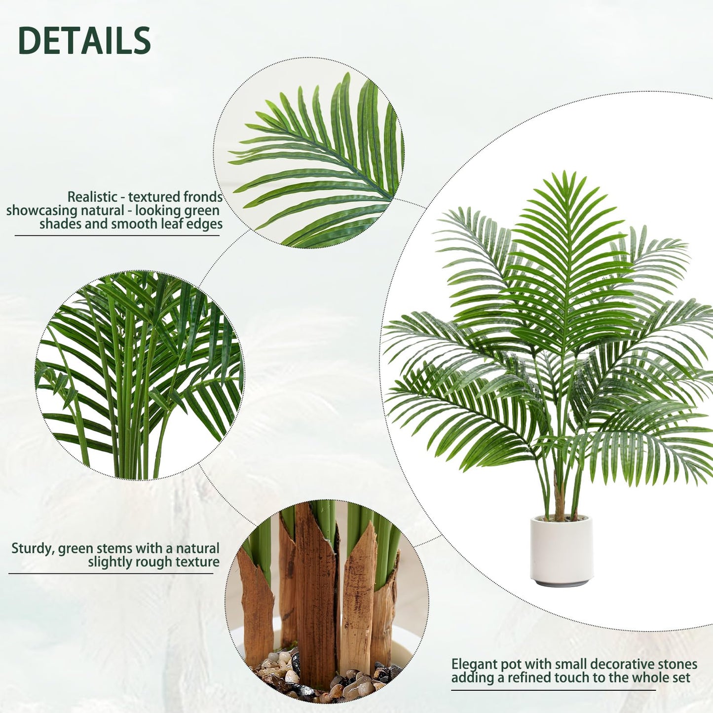 2 Pack Artificial Palm Tree Indoor Plant 3FT Tall Fake Tropical Palm Tree in Pot, Real Bark Design Faux Areca Palm Tree for Home Office Living Room Bedroom Farmhouse Modern Outdoor Topiary Tree