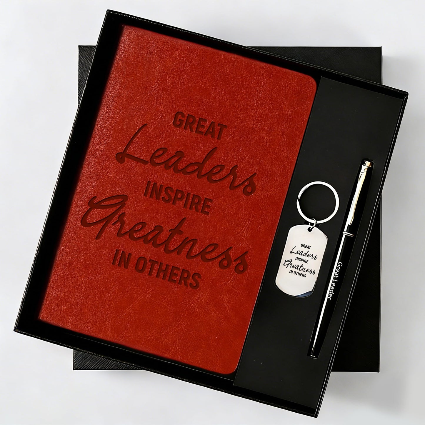 Boss Appreciation Gifts,Hardcover Journal Notebook& Keychain & Pen Gift Set,Idea Gift Ready Box for Great Leaders Supervisor Mentor Retirement,A5 Size (5.7'' x 8.3'') 200 Pages 100GSM Thick Paper(Brown)