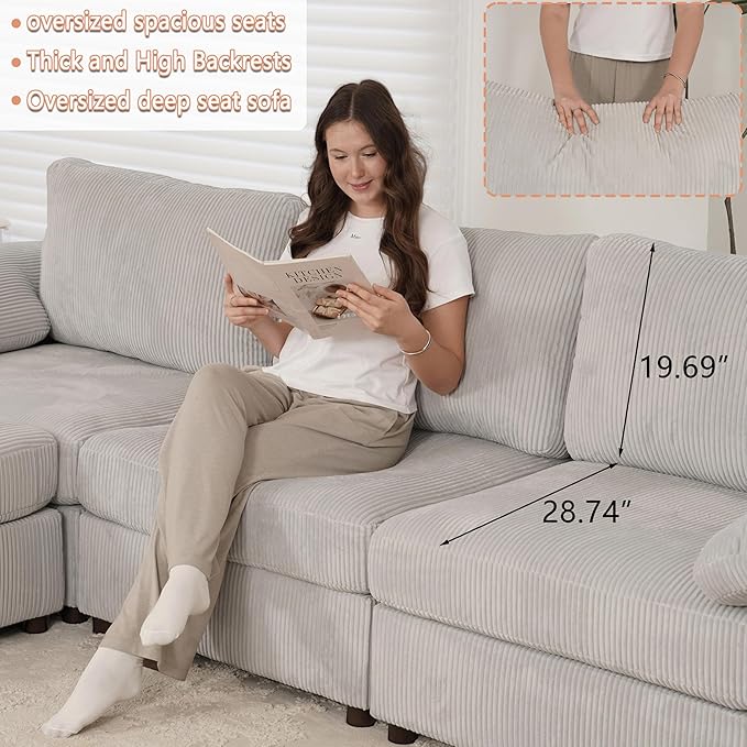EASE MOOSE Modular Sectional Sofa, Oversized U Shape Sectional Couch