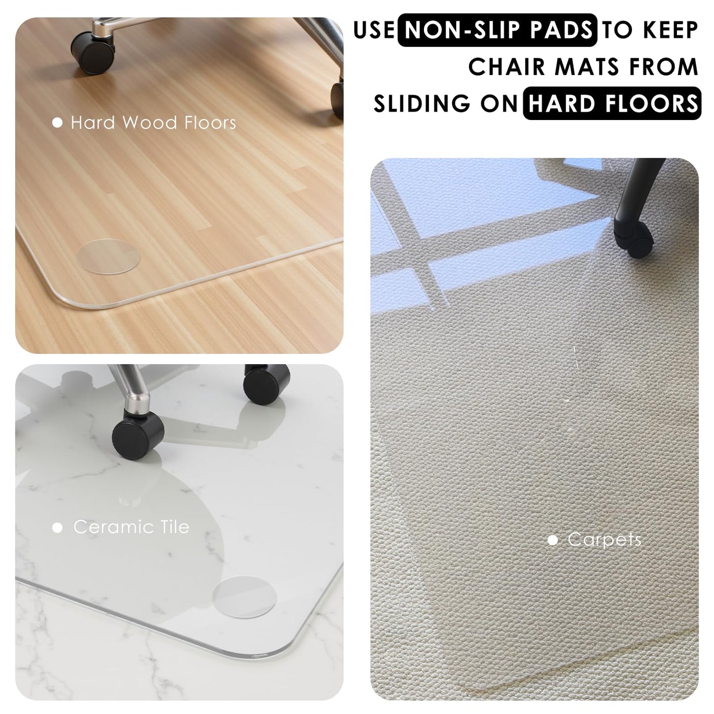 Kuyal 1/5" Thick Office Chair Mat, 40" x48" Heavy Duty Hard Computer Chair Mat, Under Desk Protector Carpeted Floors Mats, Easy Chair Movement, Can be Used on Carpet or Hard Floor, Ship Flat