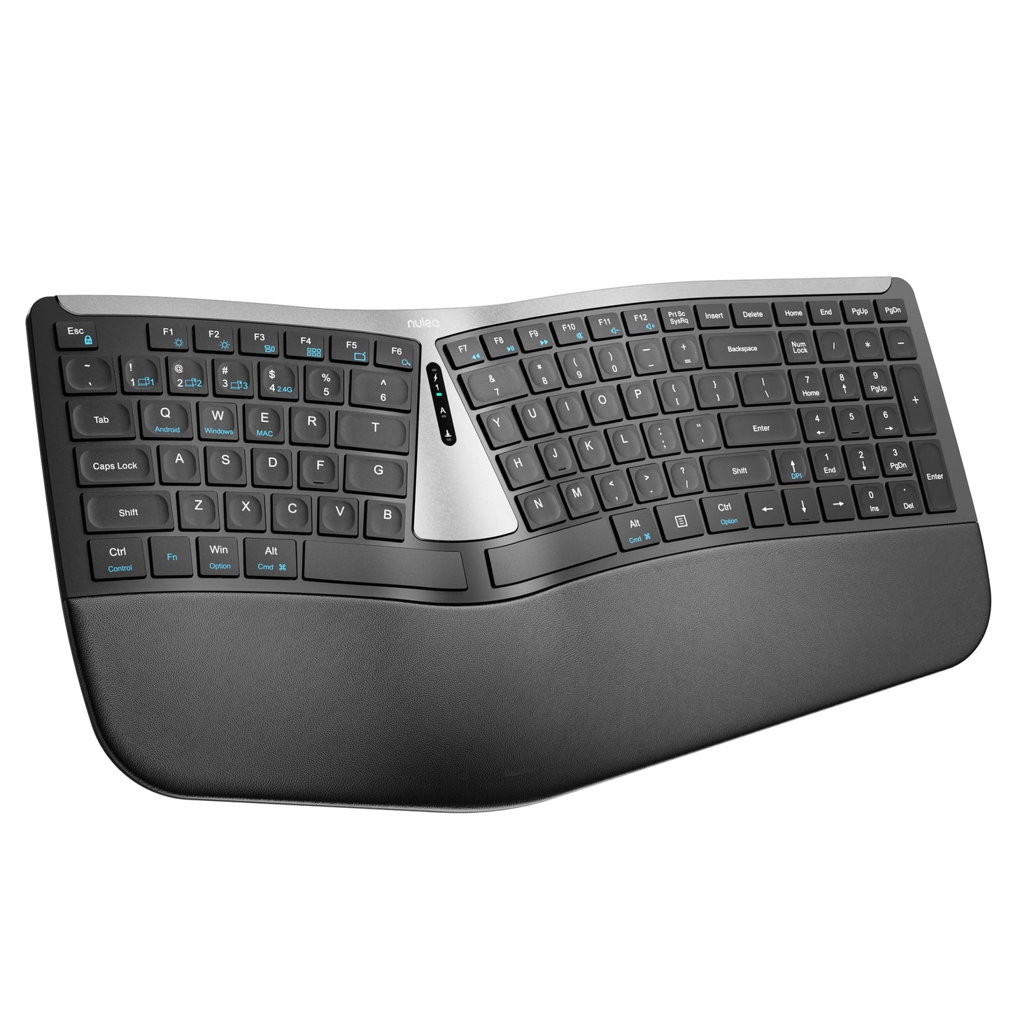 Nulea RT07B Wireless Ergonomic Split Keyboard, Wrist Rest, Natural Typing, Bluetooth and USB Connectivity, USB-C Rechargeable,Compatible with Windows Mac (Silver Black)