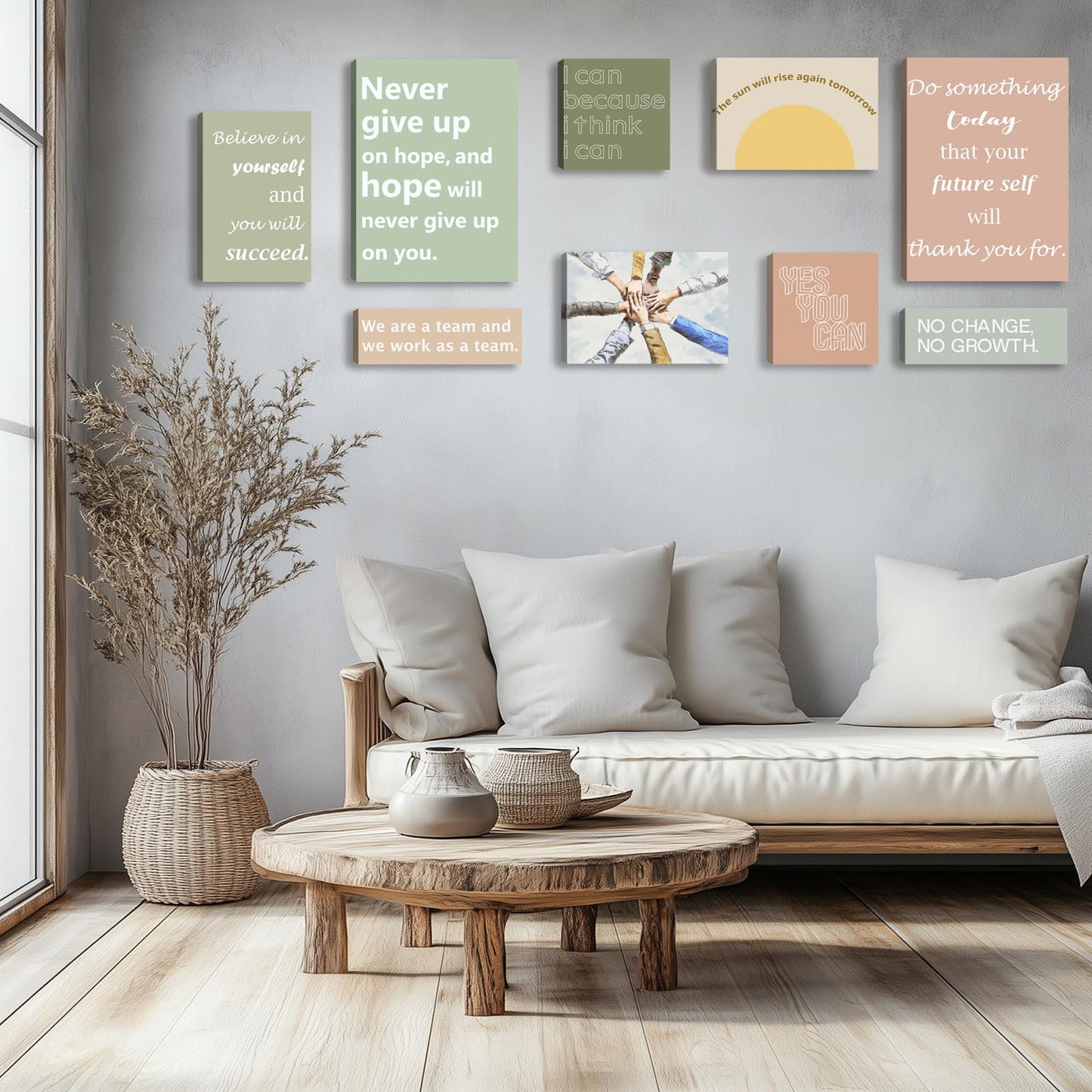 9-Pieces Framed Canvas Set Motivational Wall Decor Office Inspirational Wall Art Motivational Quotes Posters Positive Affirmation Office Wall Decor Office Wall Art Living Room Bedroom Prints Artwork