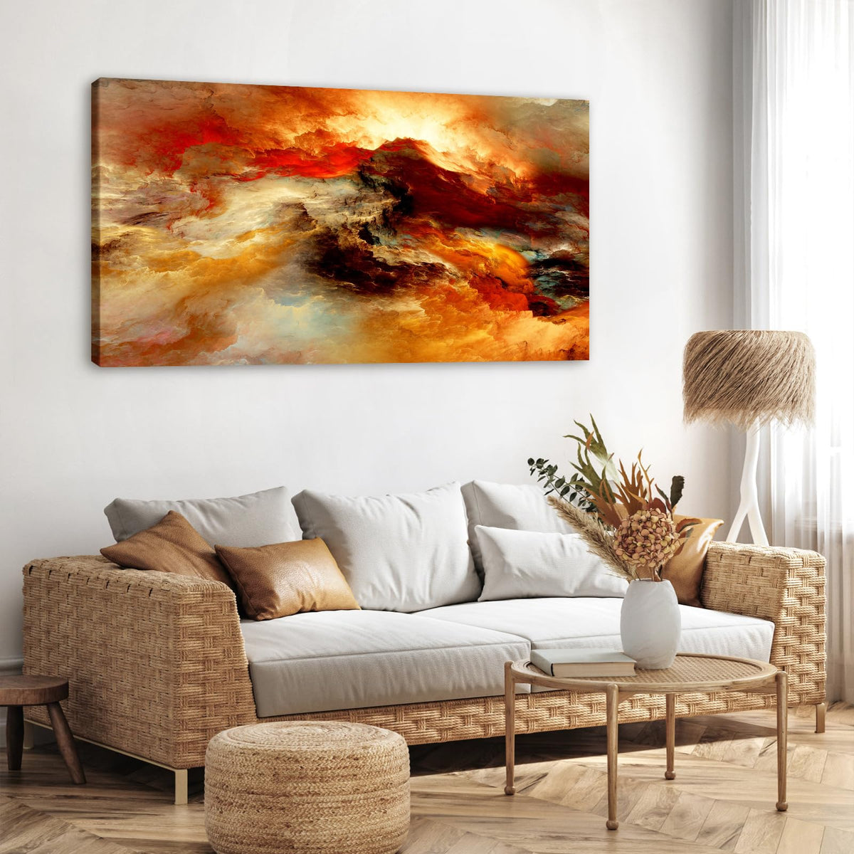 YYYYHPP YP0298 Abstract Wall Art Orange Flow Canvas Wall Art Framed Canvas Prints Painting Pictures Ready to Hang for Living Room Bedroom Kitchen Home and Office Wall Decor