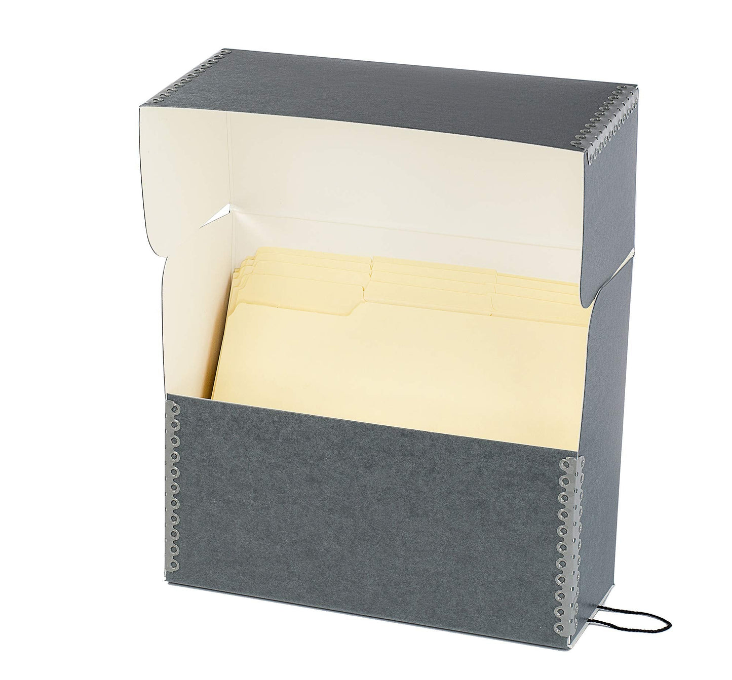 Lineco, Archival Document Storage Box with 12 Letter Sized File Folders, Acid-Free Organizer for Prints, Photos, Papers 12.5" x 10.5" x 5" Wide, Gray