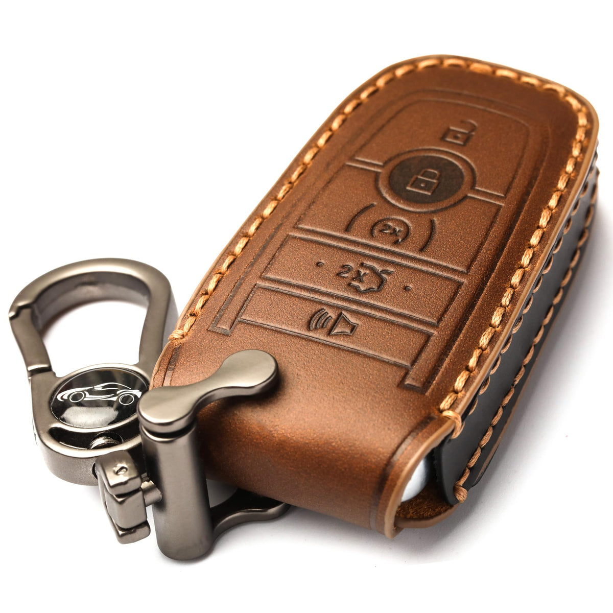 APEKUU Car Key Fob Cover, Soft Full Protection Key Case Shell Compatible with Ford Smart Key 3 4 5 Buttons Protector (A-Brown) …