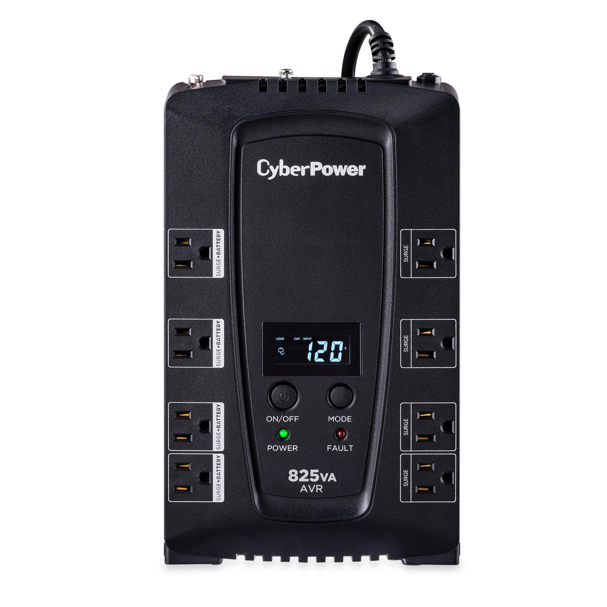 CyberPower CP825AVRLCD Intelligent LCD UPS Battery Backup and Surge Protector, 825VA/450W, 8 Outlets, AVR, Compact, UL Certified