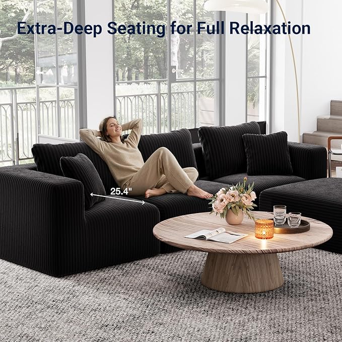 Avenco 106” 3-Seater Modular Sofa Couch, Individually Wrapped Coil Support &