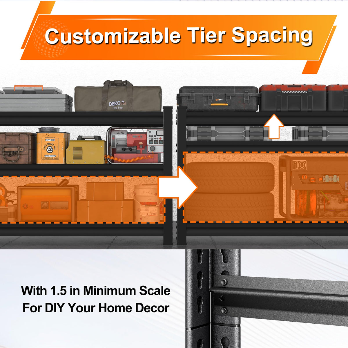 Huhaneon Metal Garage Shelving for Storage - 48'' Wide 1,560 Lbs Heavy Duty 3 Tier Utility Shelves Adjustable - Freestanding Rack Units for Kitchen Pantry Basement - Black 48" W x 16" D x 39" H
