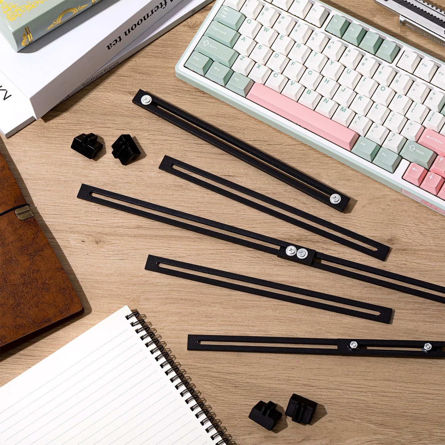 Humyoun 12 Pcs Metal Adjustable File Cabinet Rails Set Include 8 Hanging File Rail Clips 4 Cabinet Dividers Bars Suitable for Cabinets with Drawer Thickness Less Than 1/8 Inch(Black,10-18 Inch)