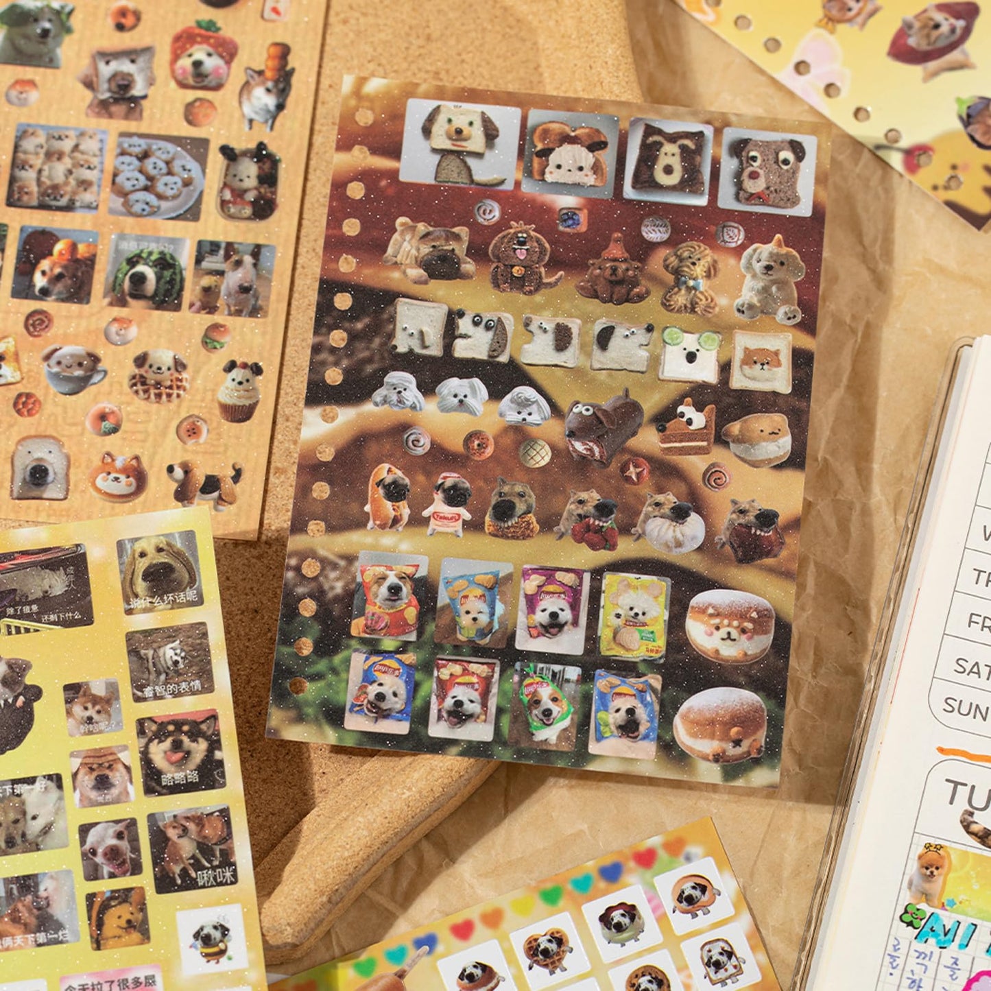 ZHIJIANHZ Dog Sticker Book with Meme Stickers 30 Pages Over 800 Die Cut Stickers with 3 Coating Types for Scrapbook Journal and Planner Sticker Album with Premium Art Paper and Cute Design