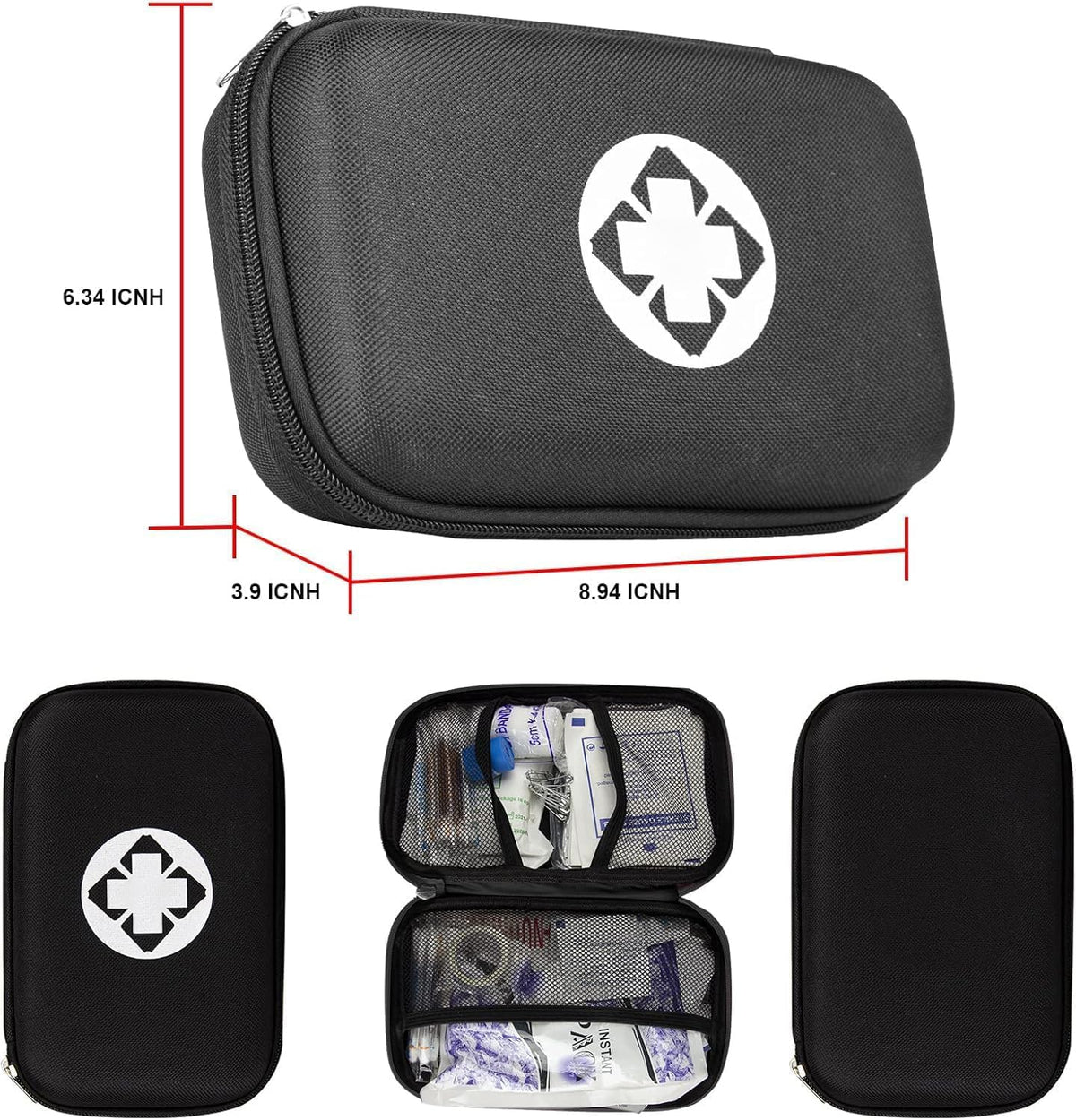 279PCS Small Travel First Aid Kit Supplies for Business, First Aid Emergency Set Backpacking Essentials Items Trauma Survival Kits for Outdoor Adventure, Black AMORNING