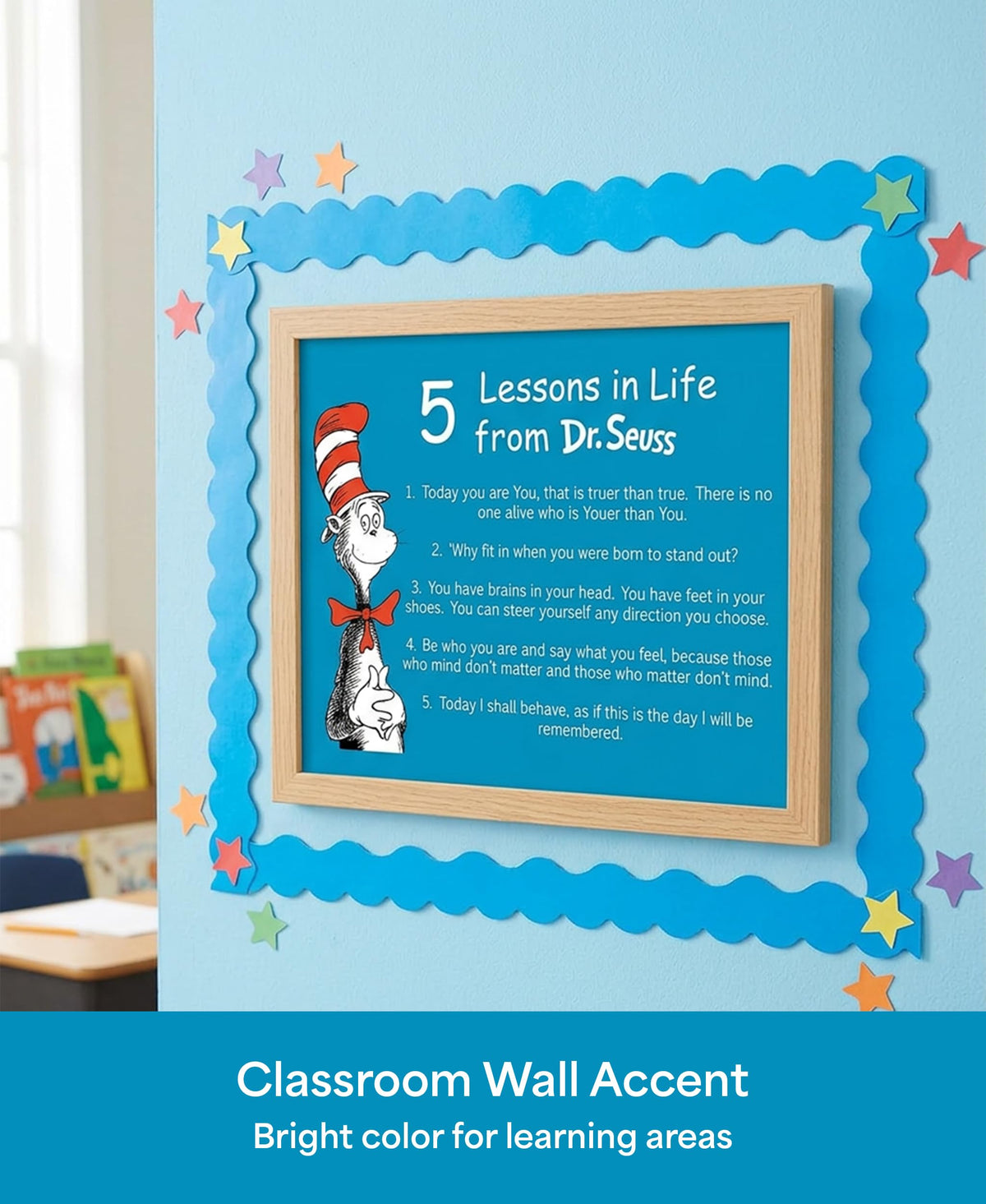 Whimsical Reading Quote Wall Art, 5 Motivational Life Lessons for Kids, Unframed 8x10 Poster for Classroom Decor, Playroom, Nursery, and Pediatric Office, Heavyweight Matte Cardstock