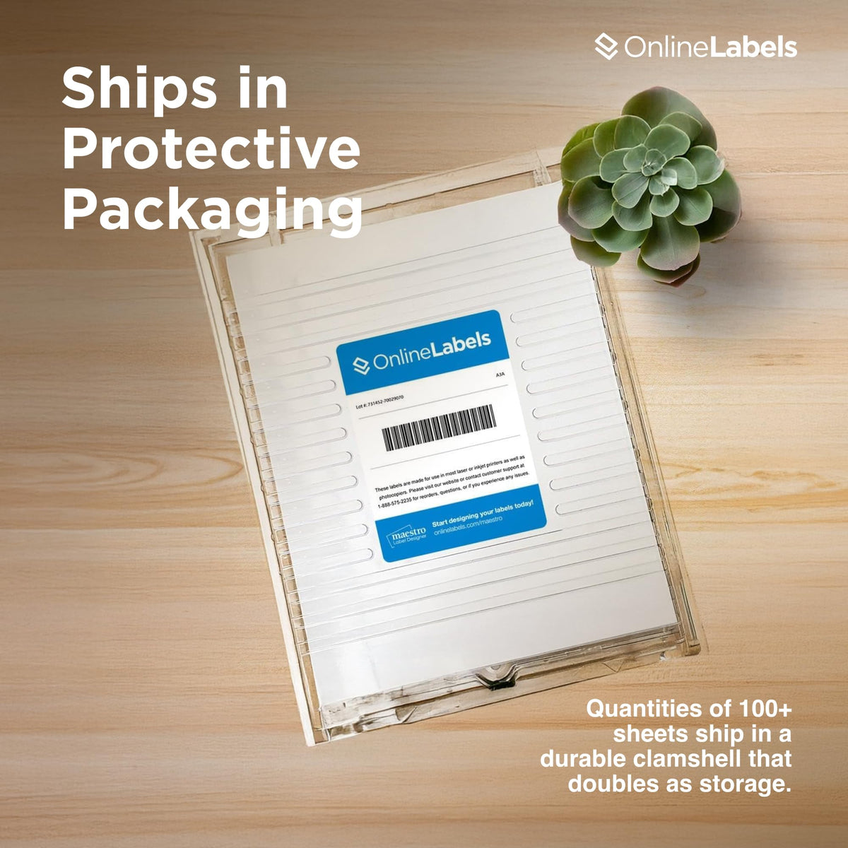 Sticker Paper, 10 Sheets, White Matte, 8.5" x 11" Full Sheet Label, Works with Inkjet and Laser Printer, Compatible with Electronic Cutting Machines, OL177WX, OnlineLabels