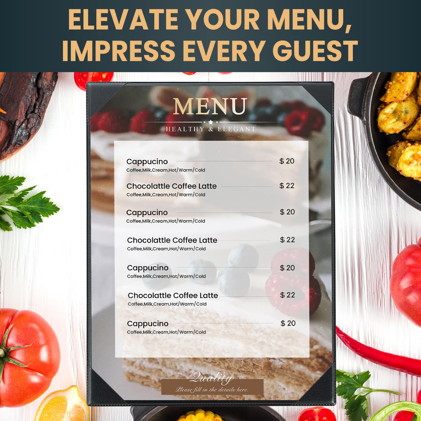 AMGSH 12 Pack 1 View 8.5" x 11" Menu Holder Menu Covers | Black Leather Menu Sleeves Book Style for Restaurant Coffee Bars Wine List Fit for Letter Size 8.5" x 11" Certificate Holer Diploma Holder