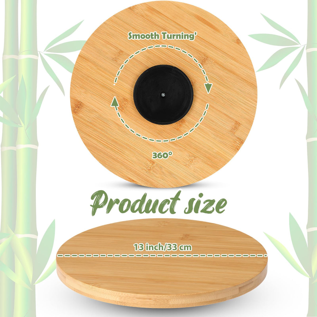 Tanlade 4 Pcs Bamboo Wooden Lazy Susan Organizer Lazy Susan Turntable for Cabinet Non Skid Kitchen Tray Revolving Condiment Spice Rack for Counter Wedding Table Organization Storage Supplies(13 Inch)