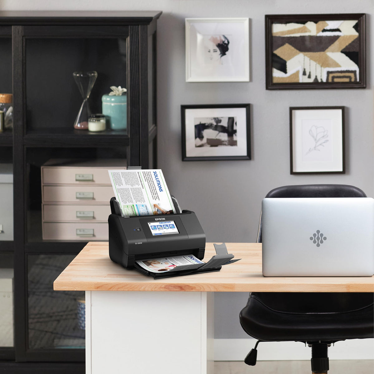 Epson Workforce ES-580W Wireless Color Duplex Tax Receipt & Desktop Document Scanner for PC and Mac with 100-sheet Auto Feeder (ADF), Intuitive 4.3' Touchscreen