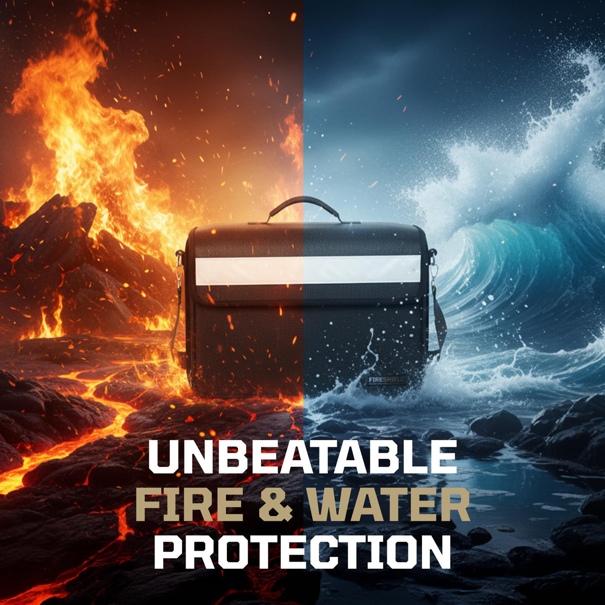 FIRESHIELD PRO 5200°F Fireproof Document Bag – Portable Water Resistant Briefcase /w Shoulder Strap, Tablet & Card Organizer – Multi-Pocket Storage for Travel, Home or Office – 17" x 12.5" x 7.2"