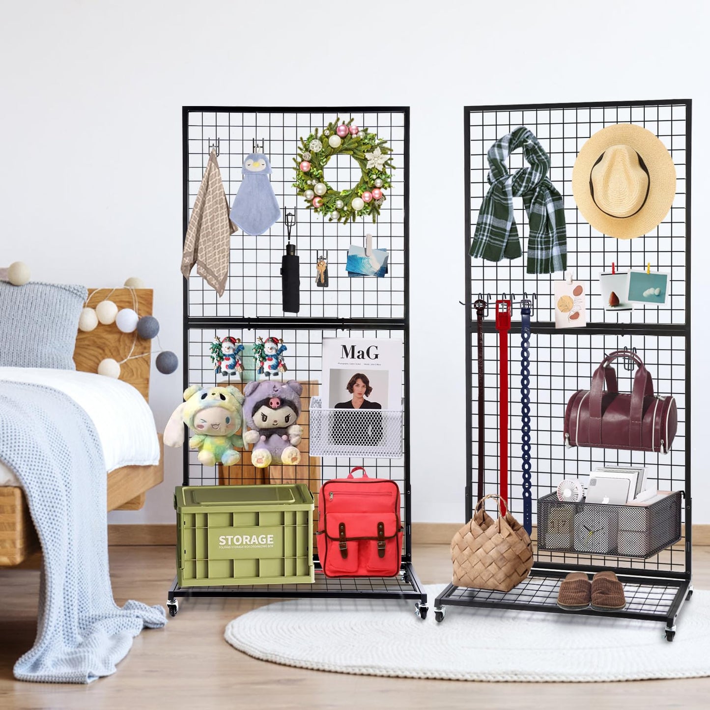 NectaCol Grid Wall Panels, 2 Packs 3'x 6' Gridwall Display Stand with a Base Plate, Black Wire Grid Wall Display Rack, Craft Show Display Grid,Retail Display Stand
