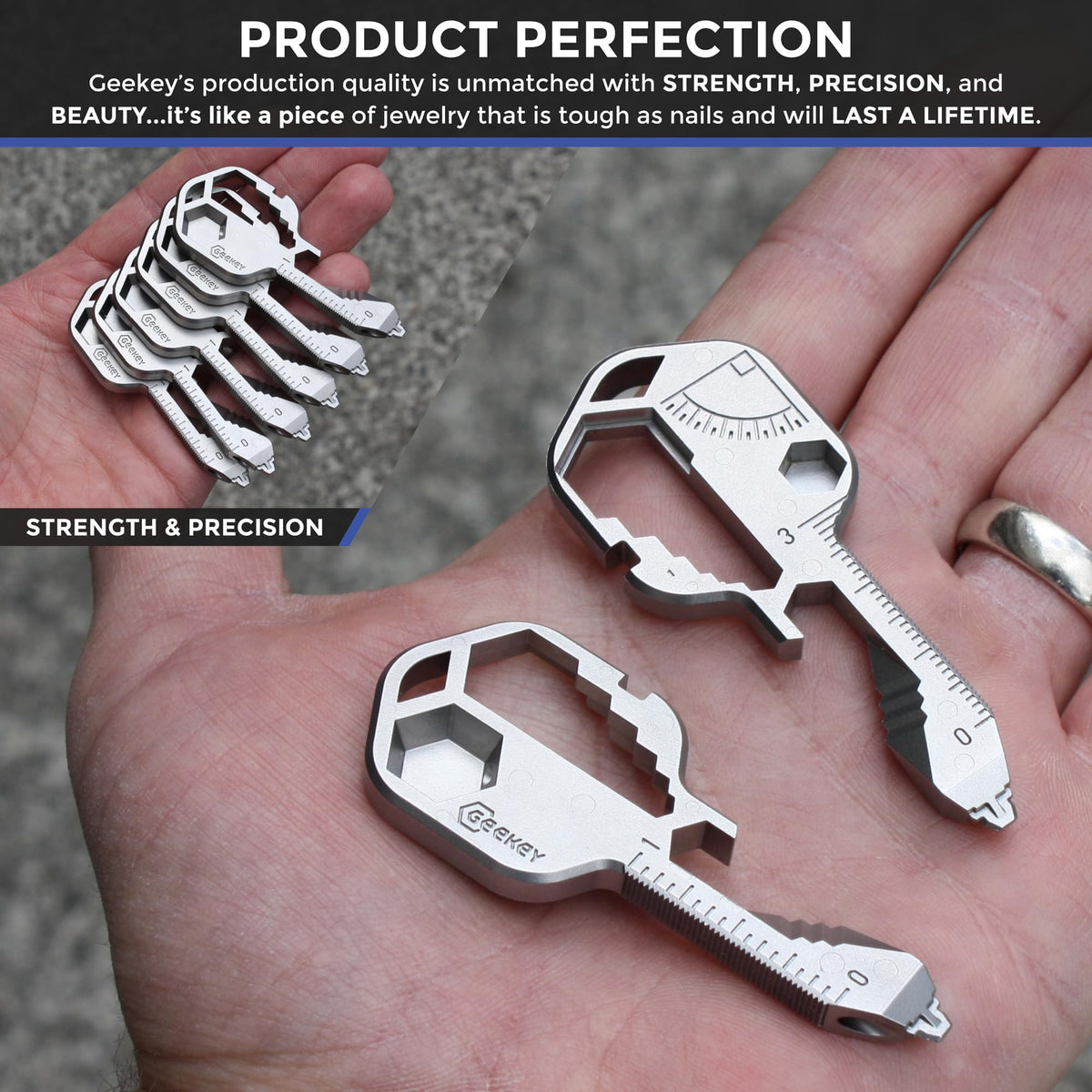 Geekey Keychain Multitool – EDC Tool with 16+ Functions | Small Bottle Opener keychain with Screwdriver, Wrench, and Box Cutter for Travel, Outdoor, and Everyday Use – TSA Safe