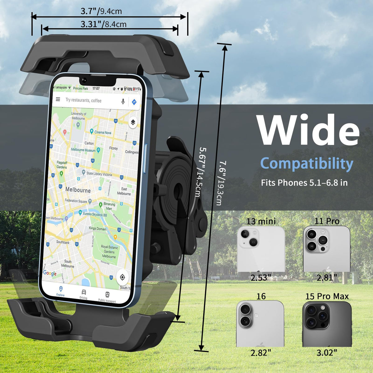 iLiveX Bike Phone Holder, Anti-Shake Motorcycle Phone Mount with Security Lock, Handlebar Cell Phone Clamp for Bicycle Scooter Ebike Stroller for iPhone 16 15 14 Pro Max, 4.7-6.8" Phones