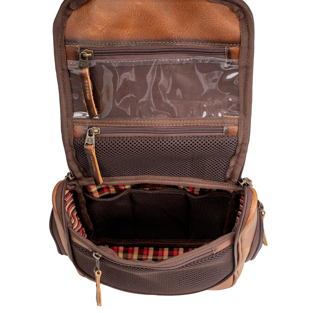STS Ranchwear Men's Tucson Hanging Shave Kit, Multi-Pocket Genuine Leather Travel Toiletry Dopp Kit Organizer Bag, STS30310