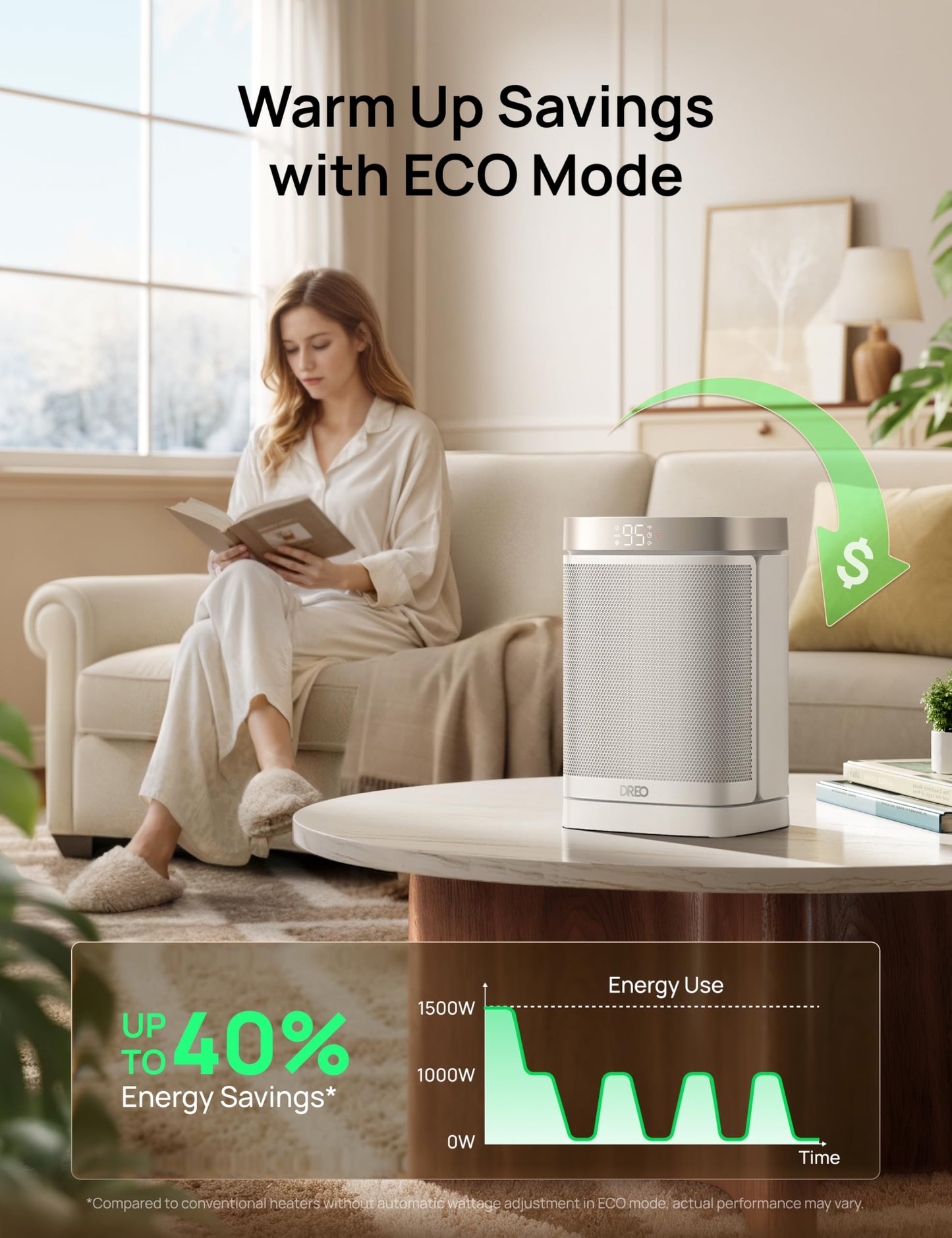 DREO Atom One Space Heater with Remote, 70°Oscillating Electric Heaters with Digital Thermostat, 1500W PTC Ceramic Heater, 12h Timer, Quiet Safety Heating, Portable Heater for Home Office