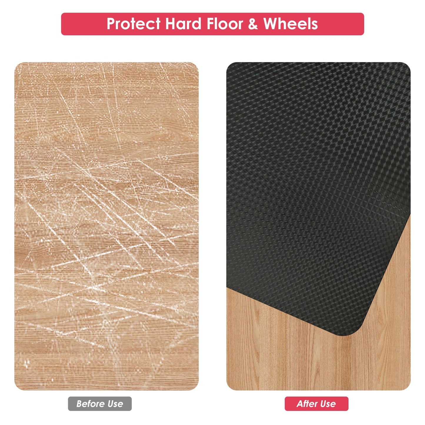 Vicwe Gaming Chair Mat for Hardwood Floor, 60"×46" Large Office Chair Mat, PVC Computer Chair Mats, Easy Glide, Floor Protector for Rolling Chair-Black