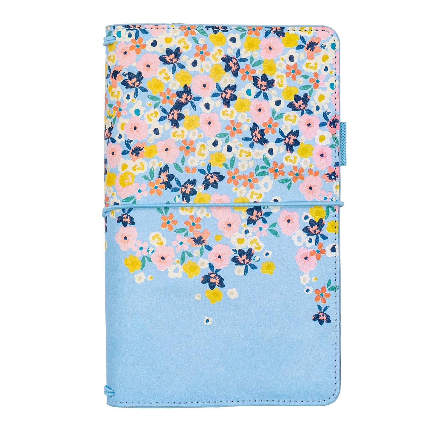 Pukka Pad, Carpe Diem Refillable Traveler’s Notebook Cover – Faux Leather Portfolio with Blank and Lined Notepads – Includes 6 Pockets, Pen Loop, and Elastic Closure – 8.5 x 5.5 Inches, Ditsy Floral