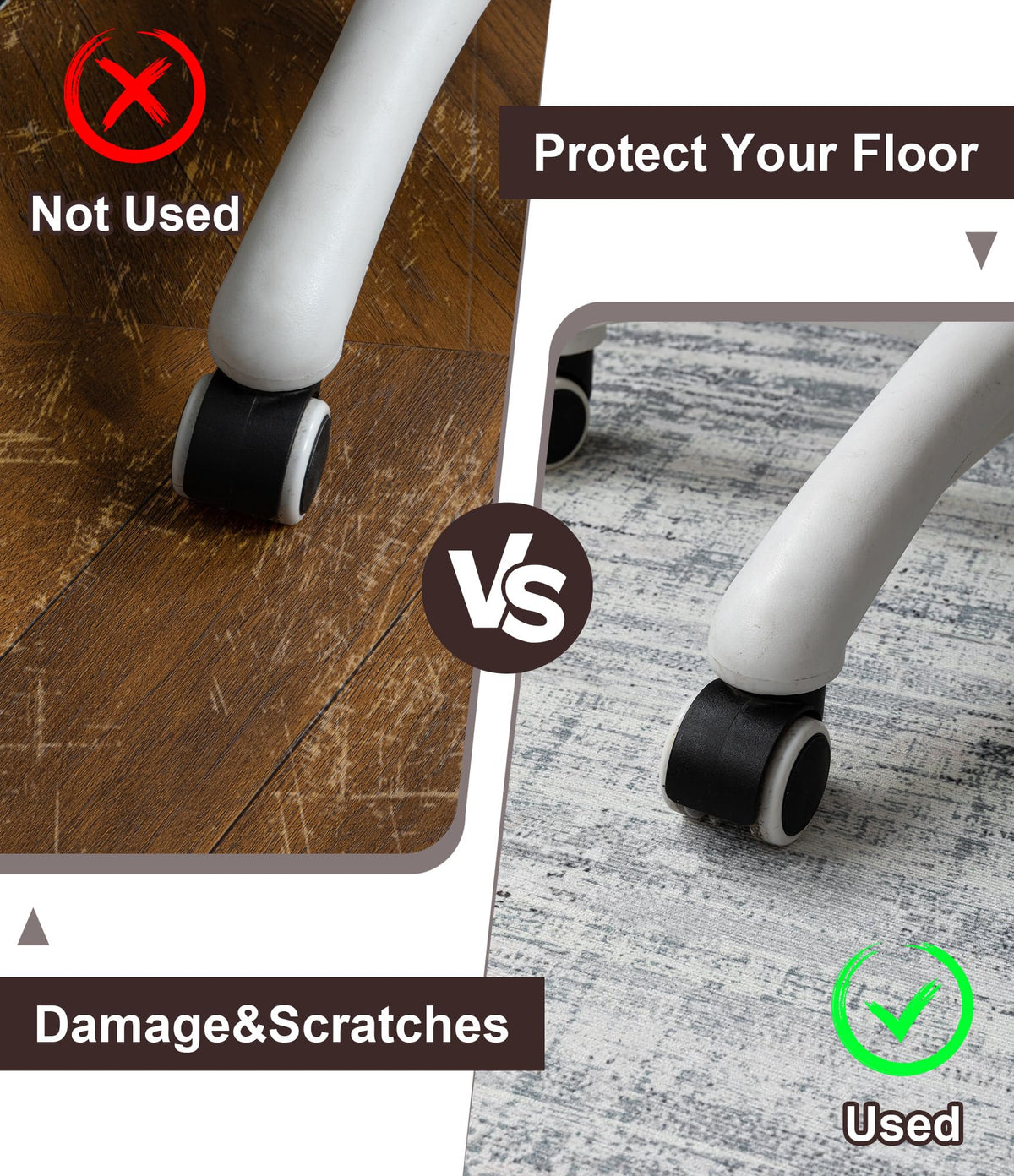 chakme Office Chair Mat for Hardwood Floor, 48"x36" Easy Glide Computer Desk Mat Protector for Rolling Chair Under Desk Rug Nonslip Backing, Machine Wash, (Square)