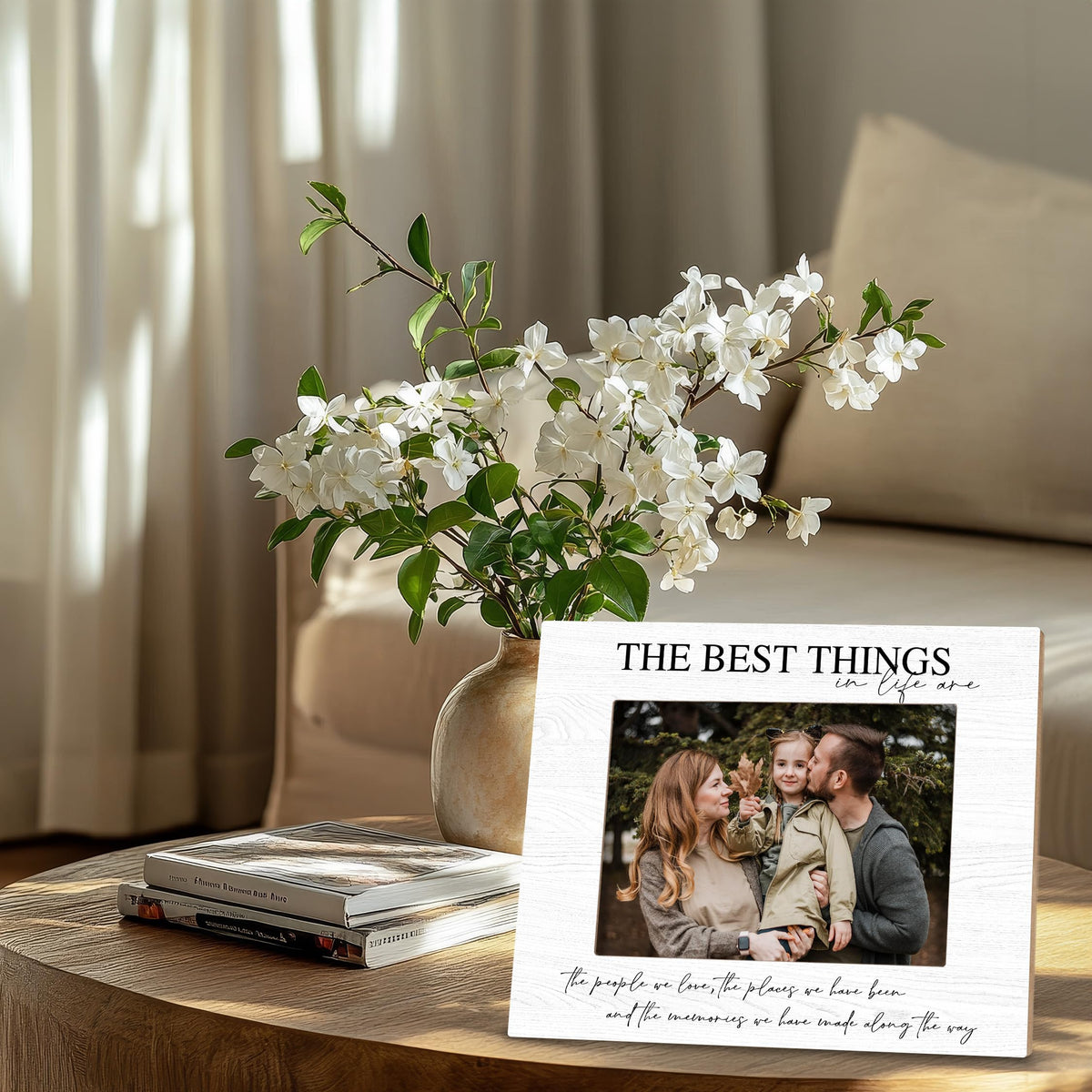 Kneaotoaji Family Picture Frame Gifts - The Best Things in Life Are the People We Love - Friends Wooden Photo Frame 5x7 for Tabletop or Wall Hanging